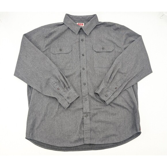 Wrangler Heavy Cotton Long Sleeve Logo Button Up Shirt Gray Mens Size 3XL - Picture 1 of 6